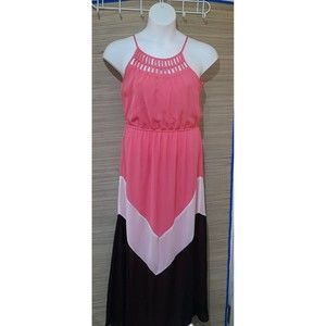 Women's Maxi Dress, Coral, Black Candie's, Vintage Boho M
